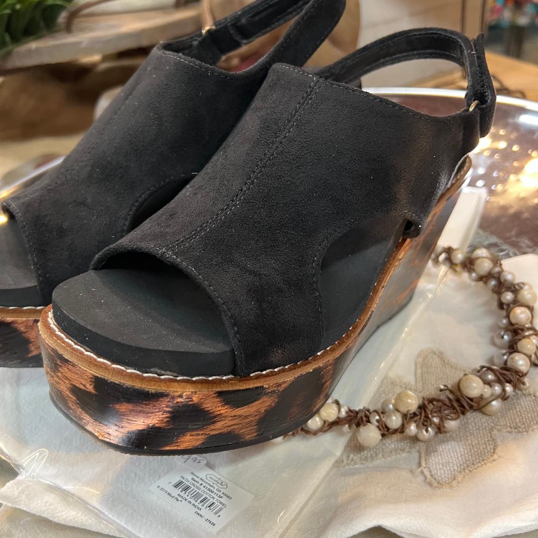 Freddie Black & Leopard Wedge Sandal