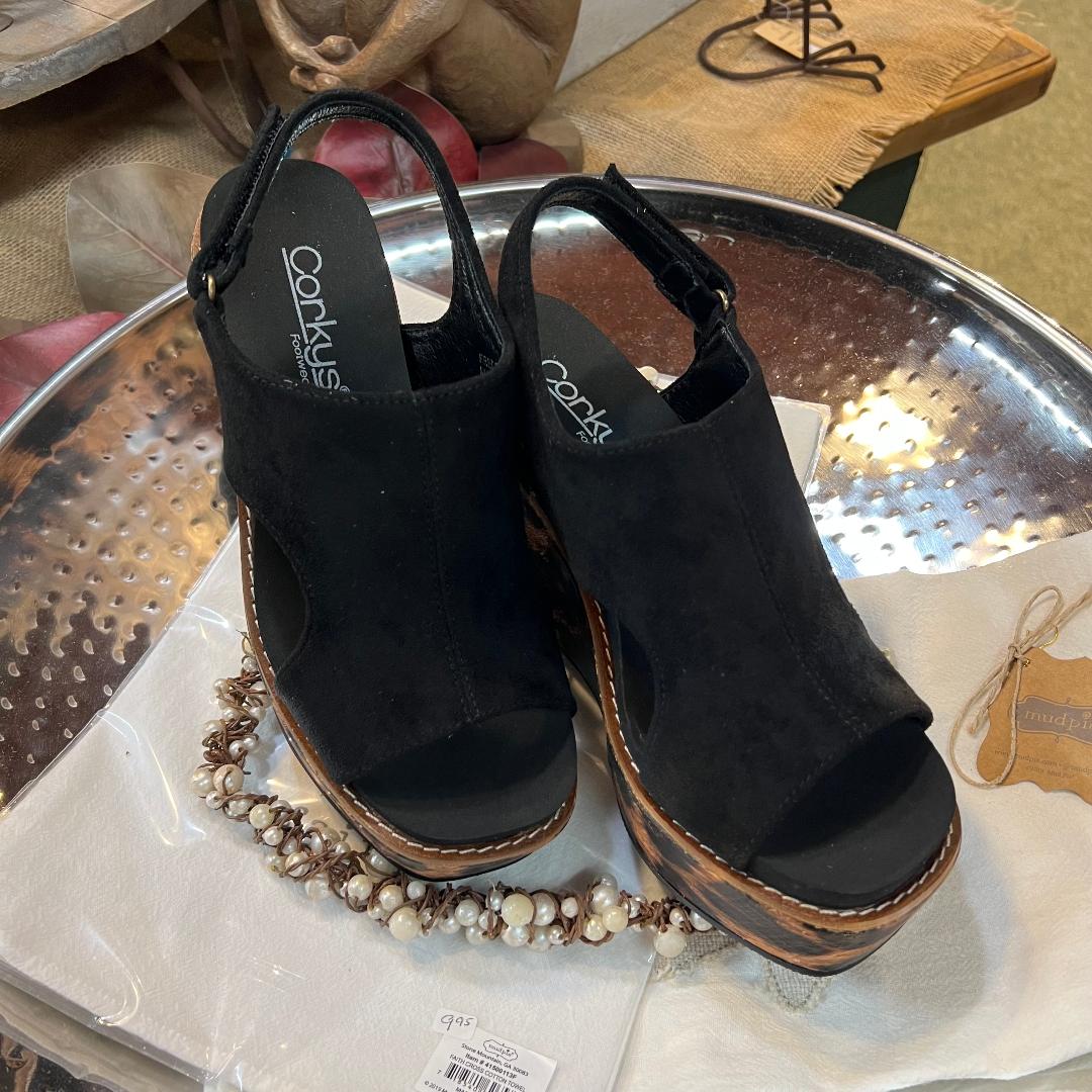 Freddie Black & Leopard Wedge Sandal