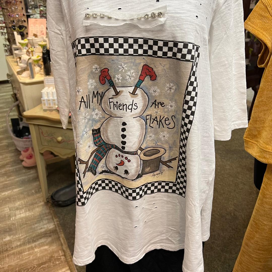All My friends Are Flakes Distressed Tattered Tee Shirt