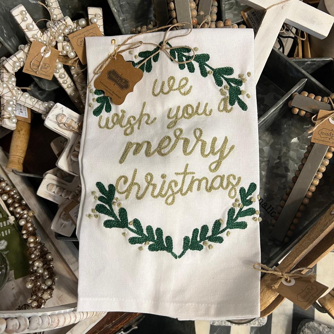 We Wish You A Merry Christmas Cotton Embroidered Towel