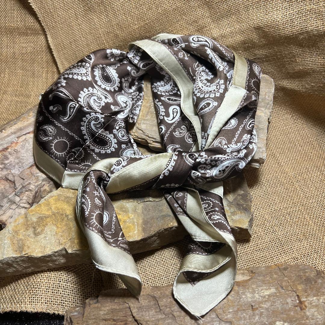 Chocolate with Champagne Beige Trim Paisley Wild Rag