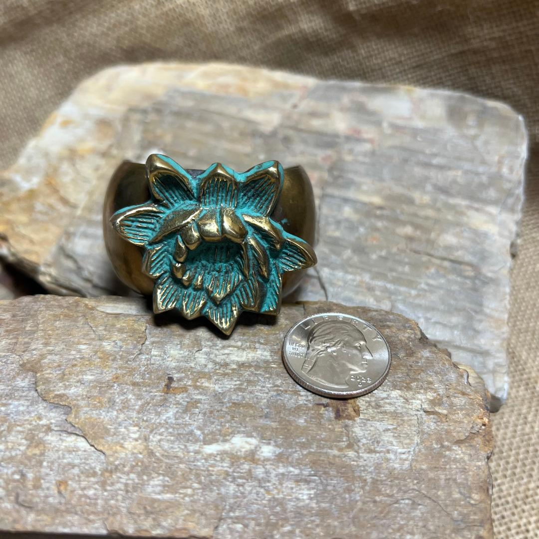 Hand Painted Turquoise Brass Cuff