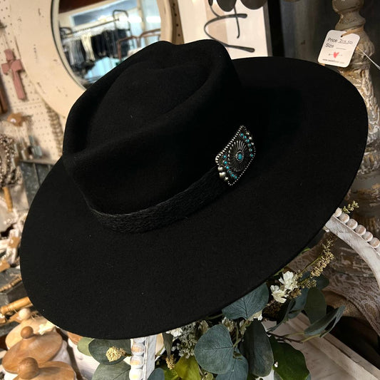 Fling Heart Crown Black Felt Hat