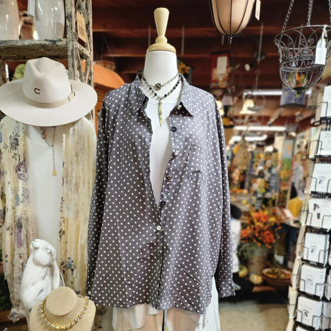 Starburst Top Grey Dot