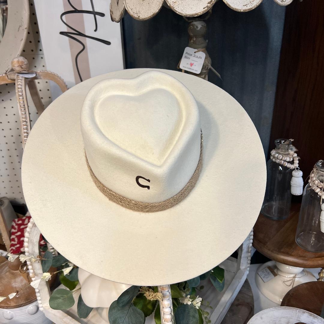 Fling Heart Crown Ivory Felt Hat