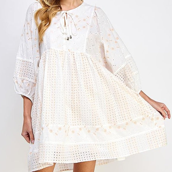 Embroidery Mix Loose Fit Tunic/Dress