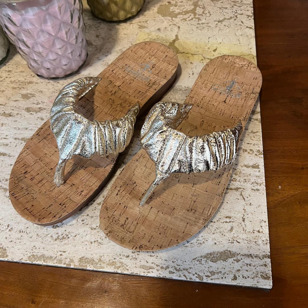Gold Cool Off Slide Thong Sandal