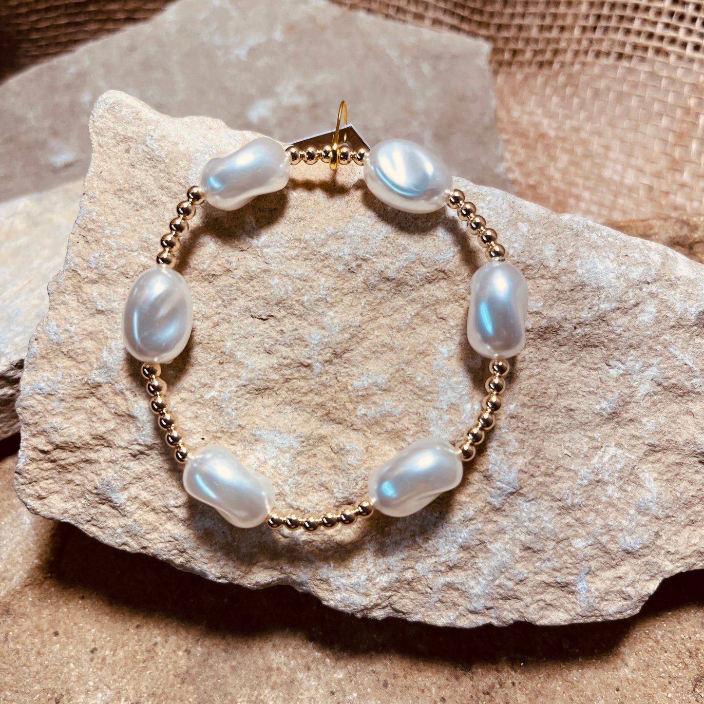 Gold Filled and Mother of Pearl Beaded Bracelet