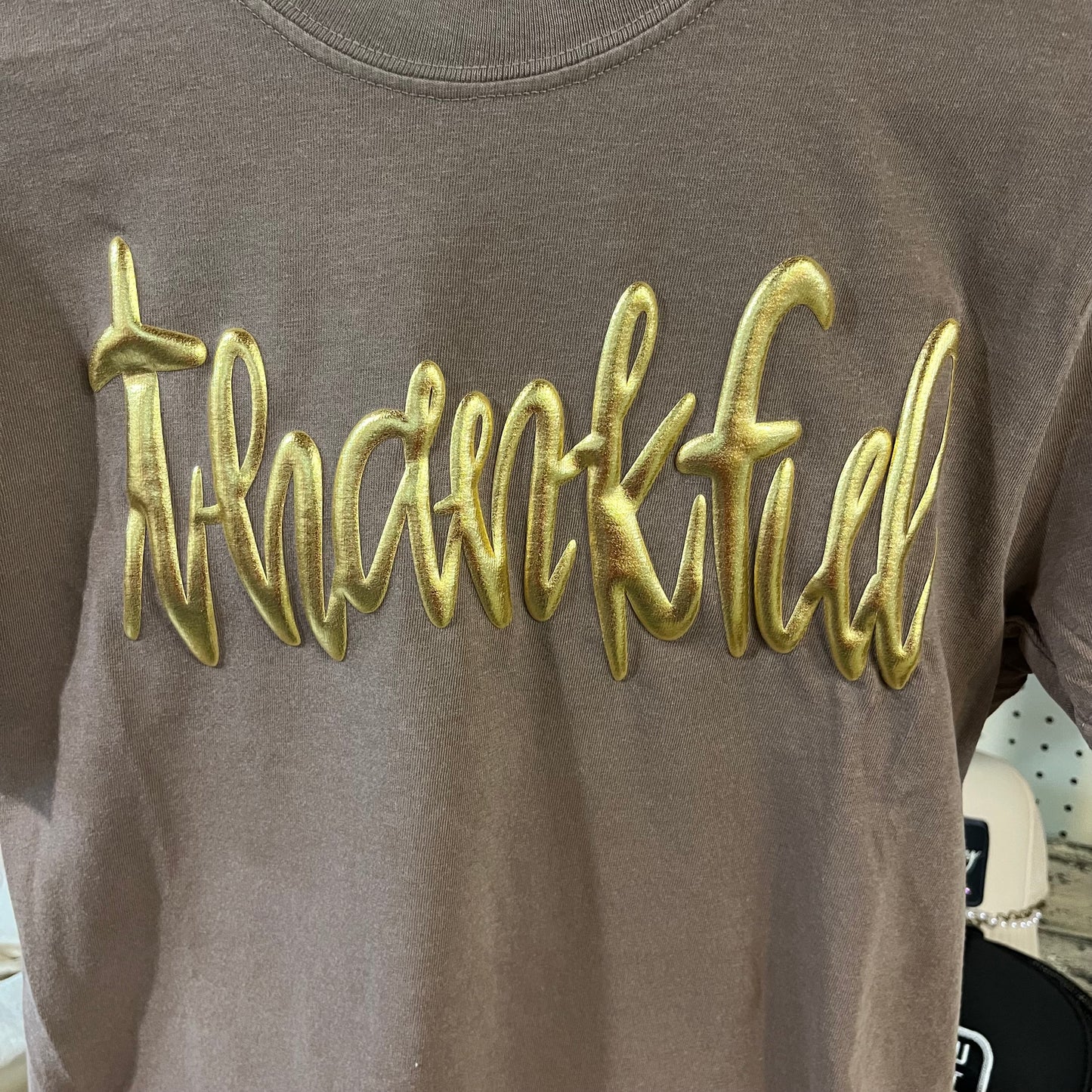 Thankful Metallic Puff Graphic Tee