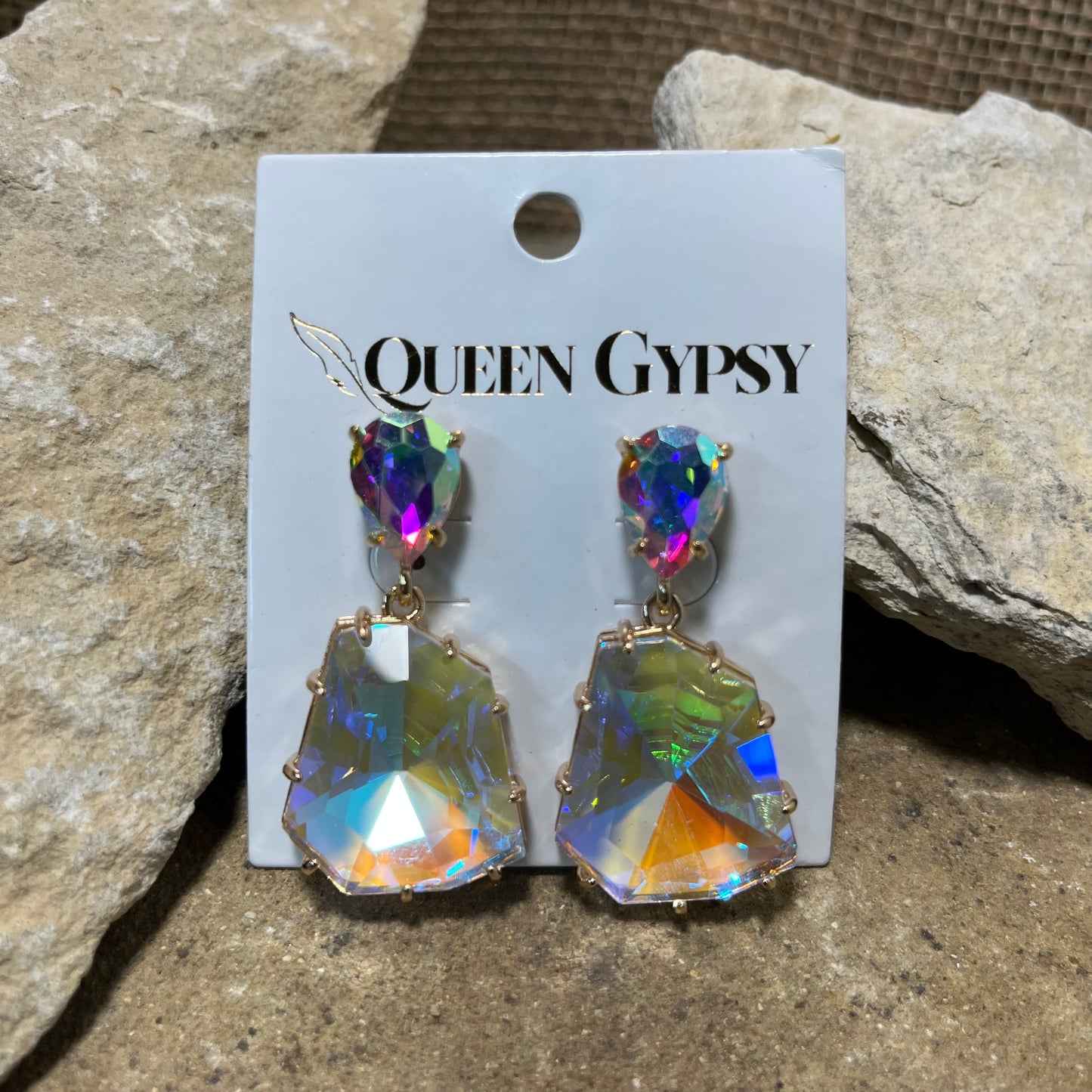 Crystal Chunk Drop Earrings