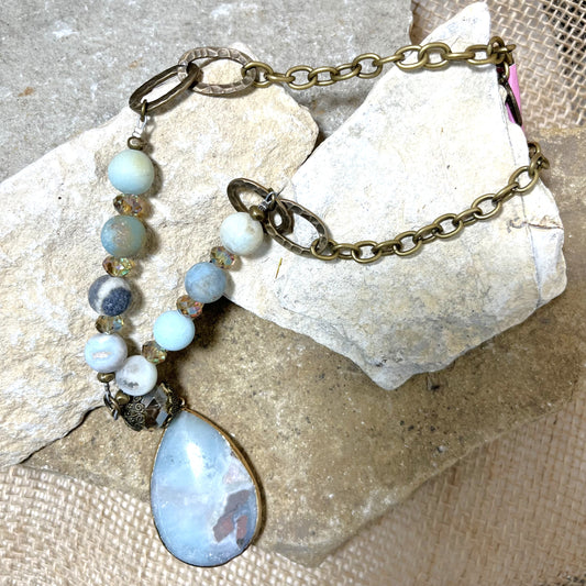 Blue Ocean Tear Drop Necklace