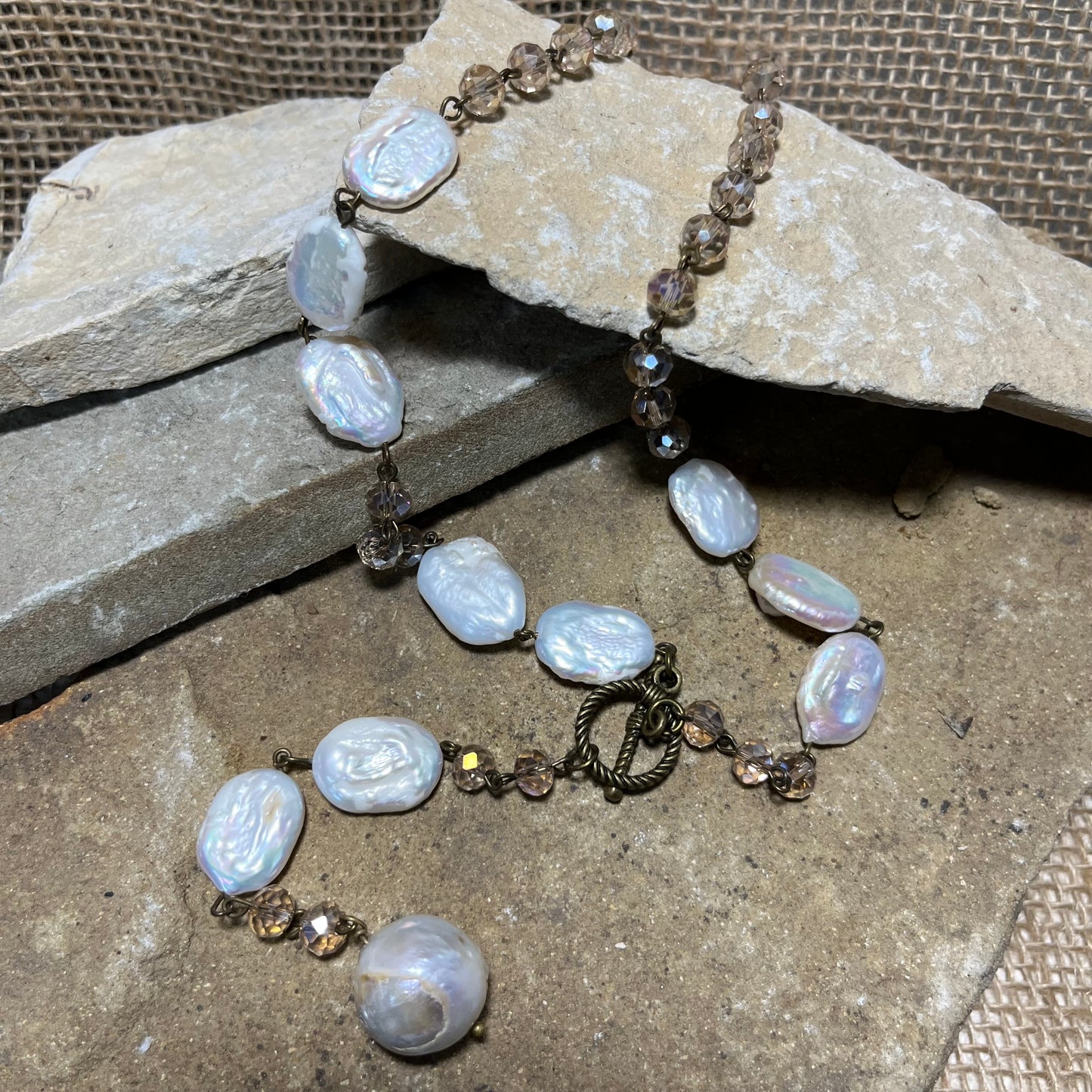 Champagne Bead and Pearl Necklace