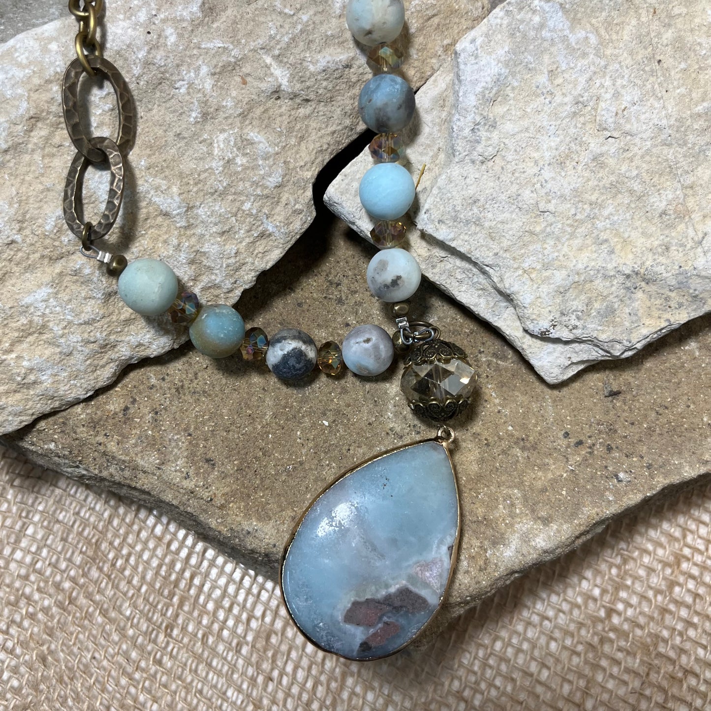 Blue Ocean Tear Drop Necklace
