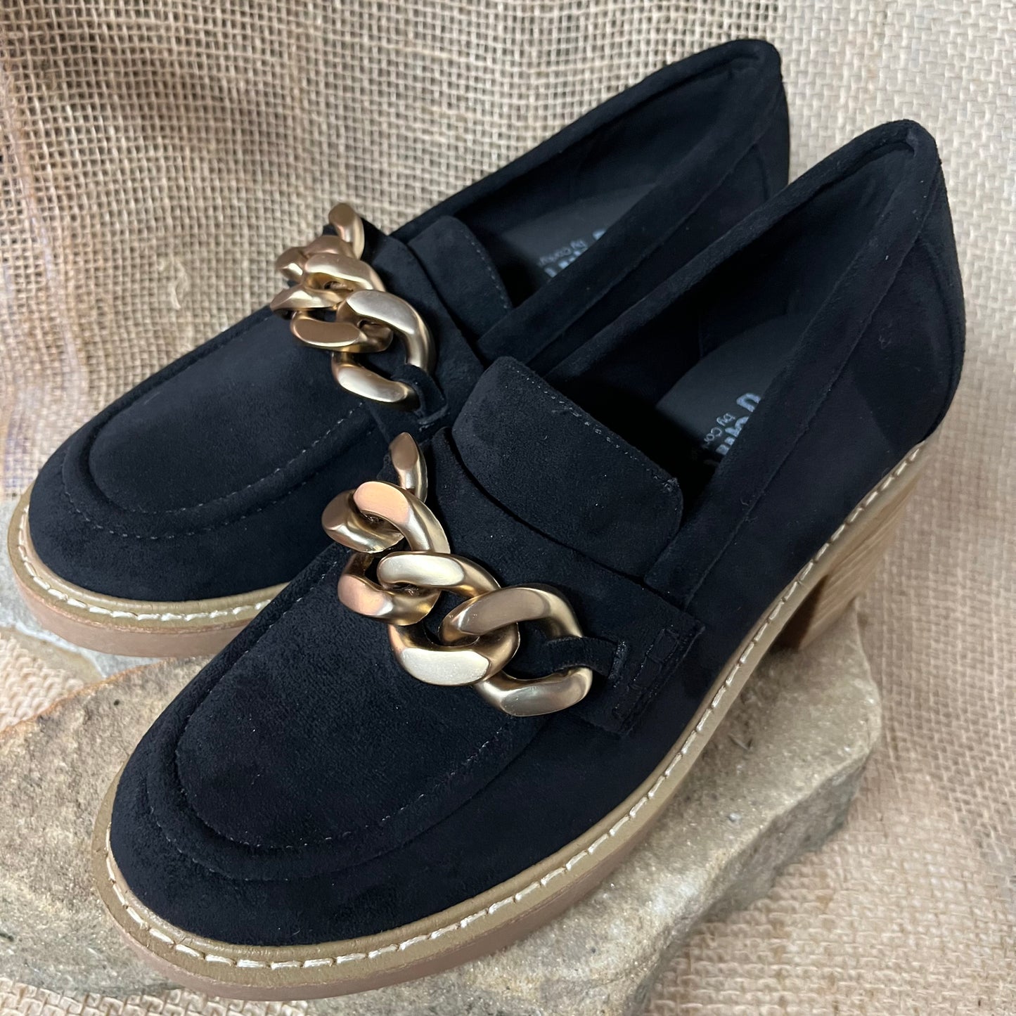 Corkys Brunch Vibes Black Faux Suede Loafers