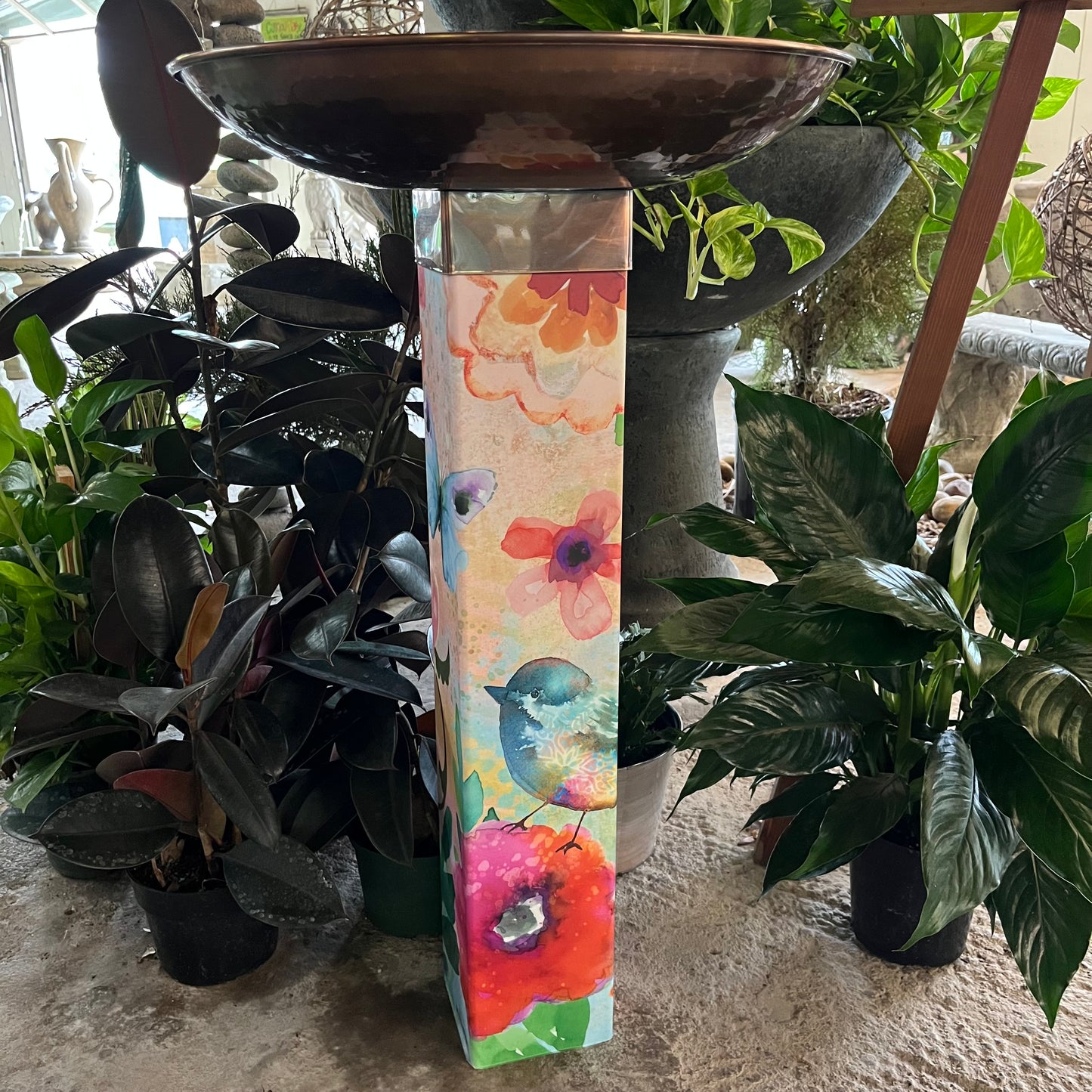 From My Garden Bird Bath Art Pole with Copper Topper