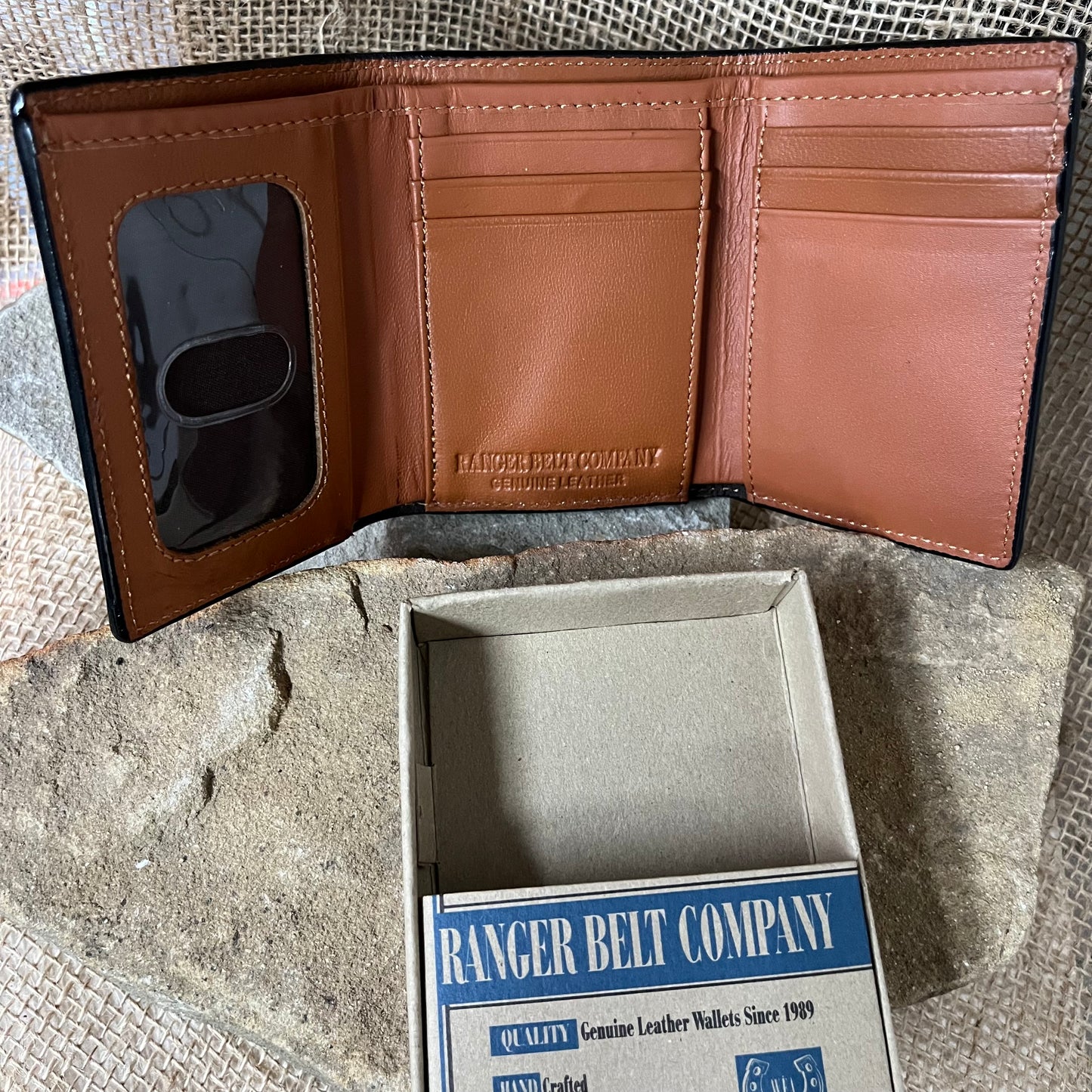 Ranger Belt Company Basket Weave Floral with Side Braid Trifold Wallet