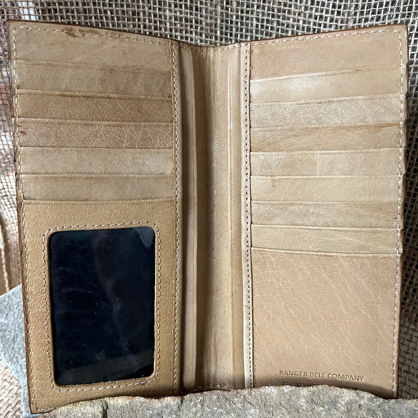 Ranger Belt Company Floral Tooling Tan and Black Bifold Wallet
