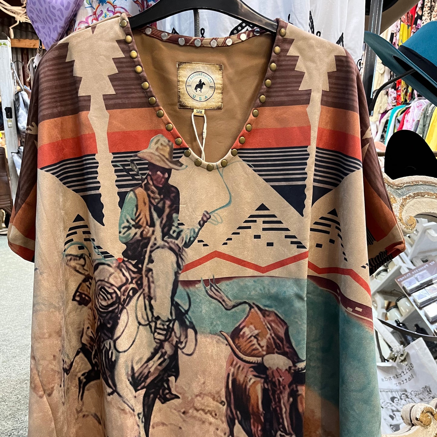 Southwestern Print Poncho Top