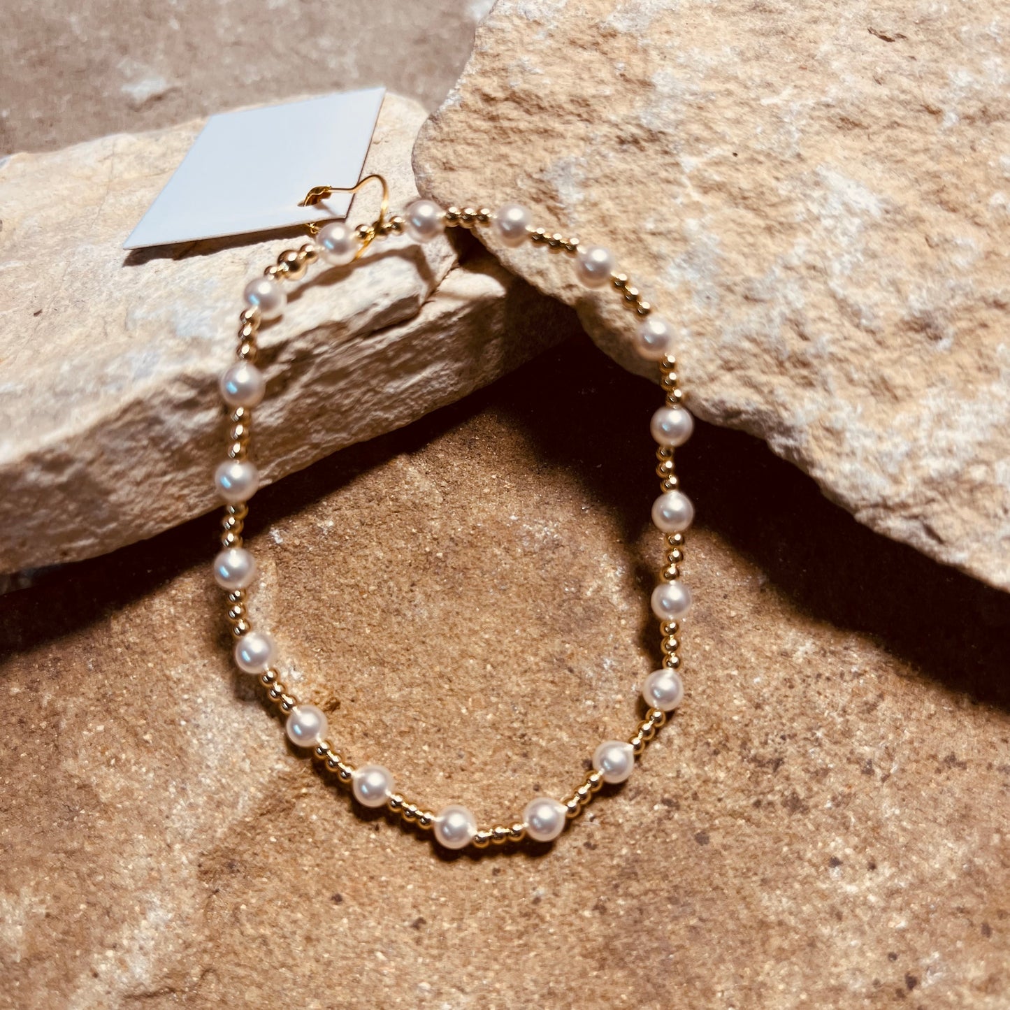 Gold and Mother of Pearl Beaded Bracelet
