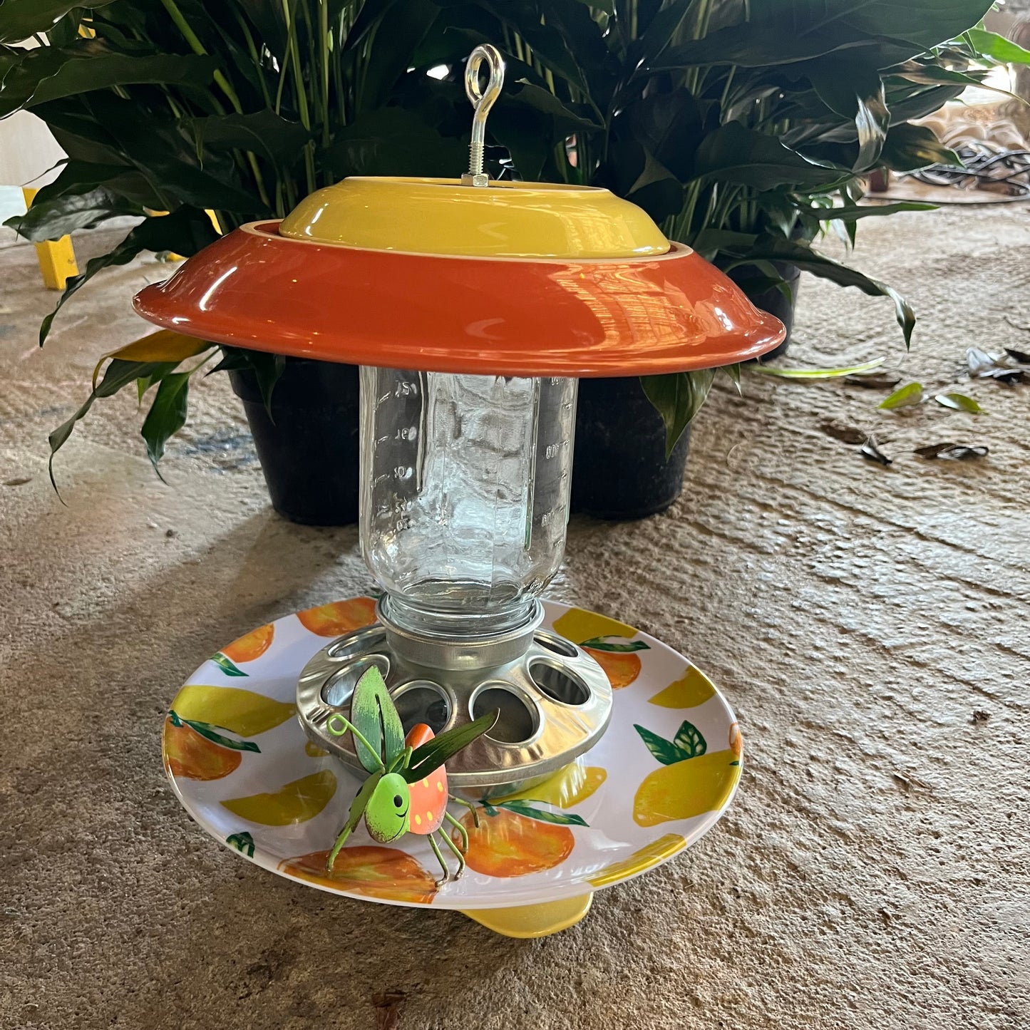 Hanging Bird Feeder Orange Grasshopper