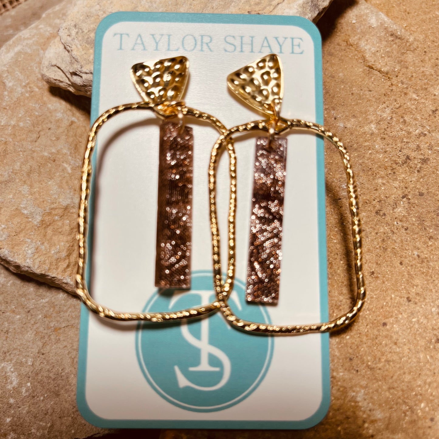 Brown Shimmer Stick Hoop Earrings