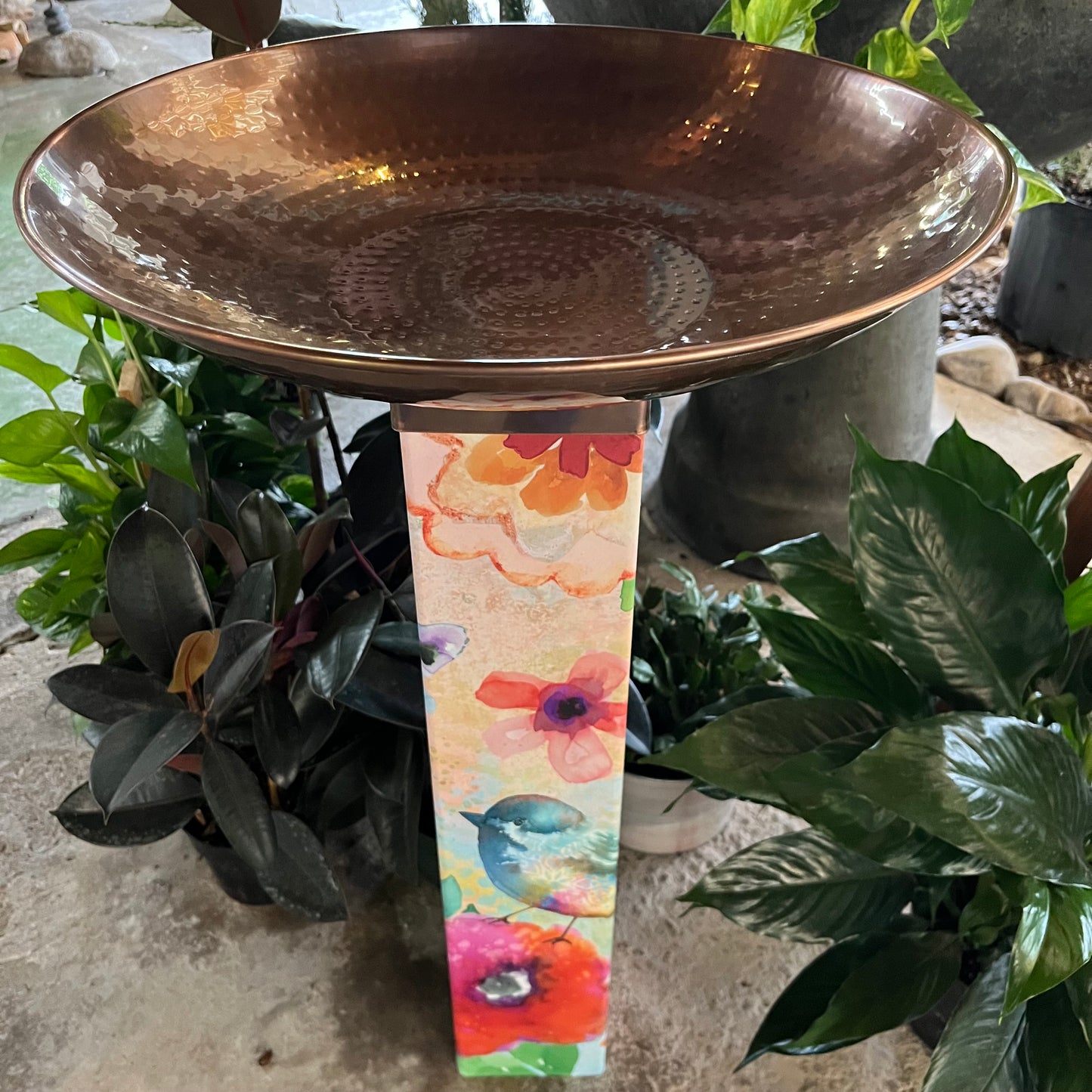 From My Garden Bird Bath Art Pole with Copper Topper