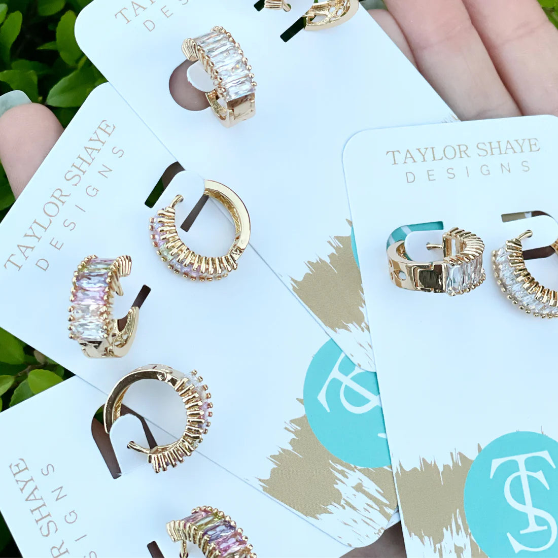 Clear Crystal Baguette Huggie Earrings