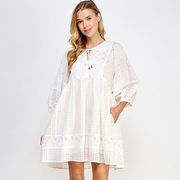 Embroidery Mix Loose Fit Tunic/Dress