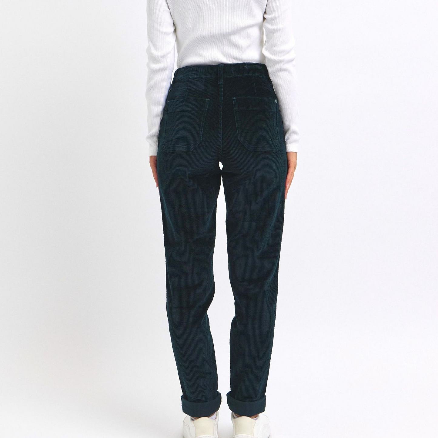 High Waisted Emerald Corduroy Cuffed Jogger