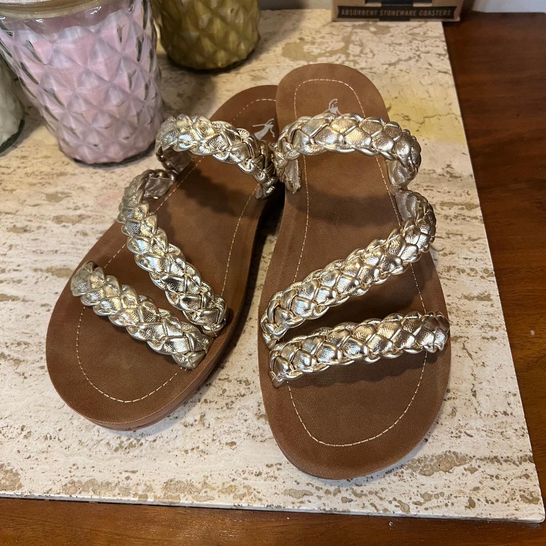 Gold Braided Twist N Shout Slide Sandal