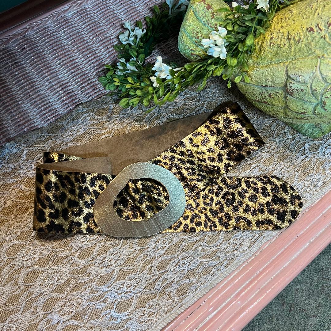 BC Leather Leopard Metallic Styling Belt