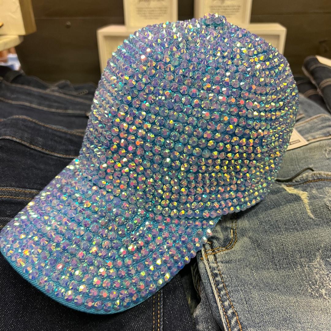 AB Crystals & Rhinestone Light Blue Cap
