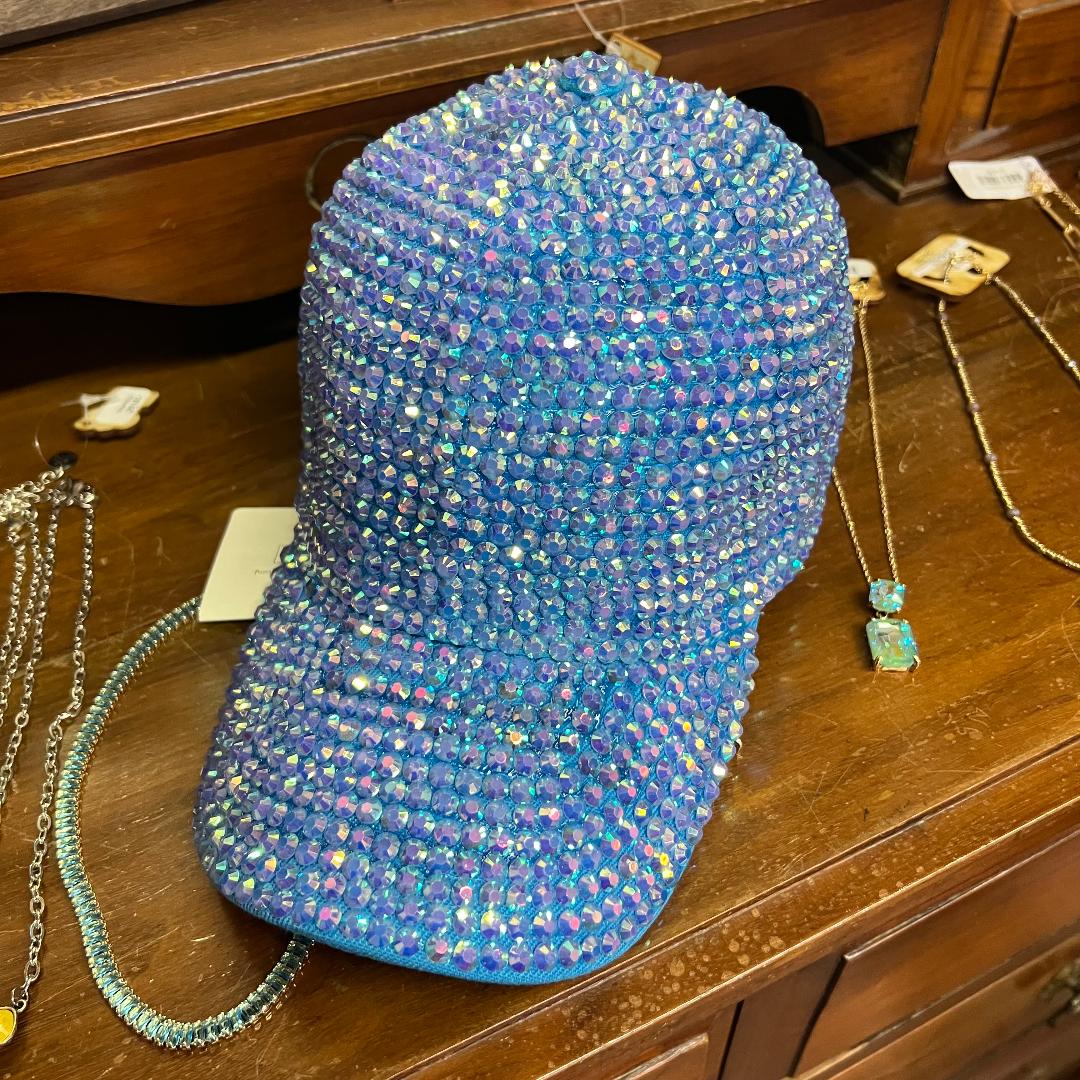 AB Crystals & Rhinestone Light Blue Cap
