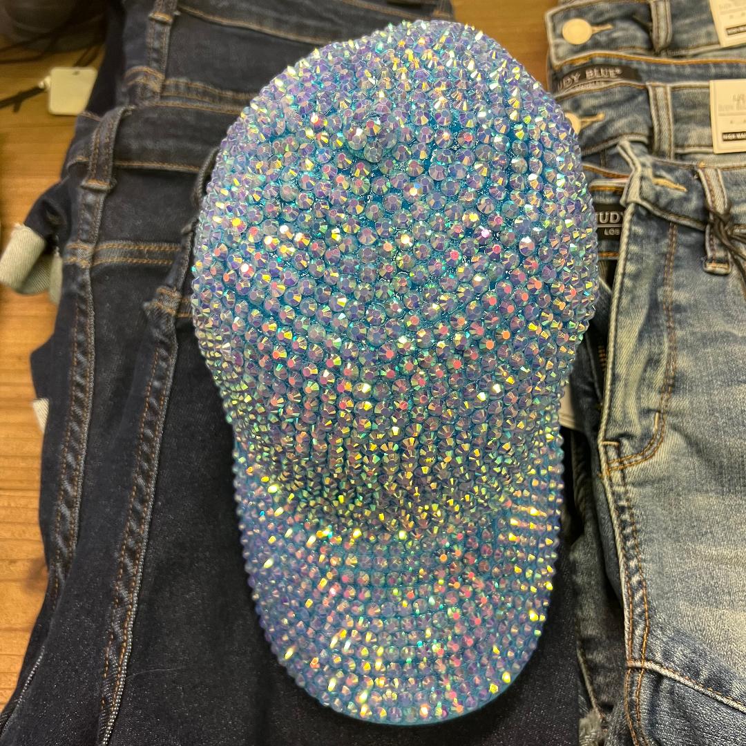 AB Crystals & Rhinestone Light Blue Cap