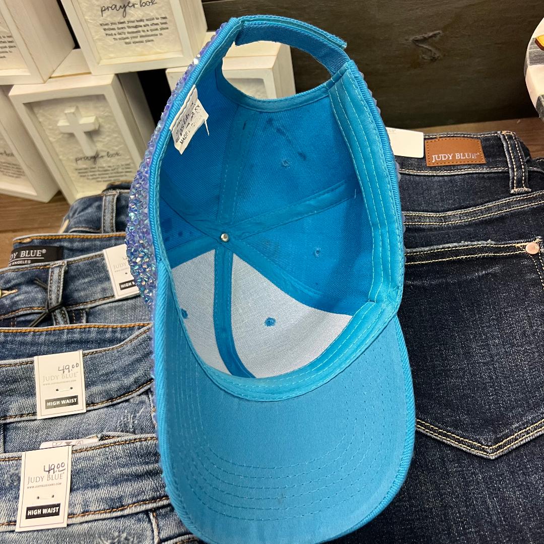 AB Crystals & Rhinestone Light Blue Cap