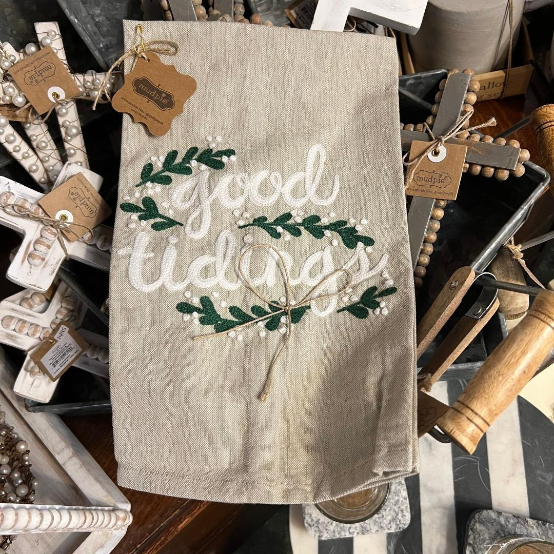 Good Tidings Cotton Embroidered Towel