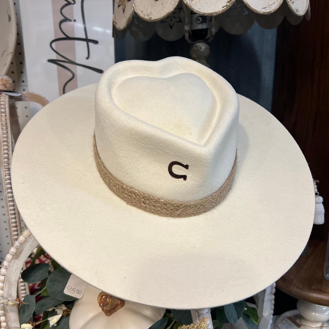 Fling Heart Crown Ivory Felt Hat