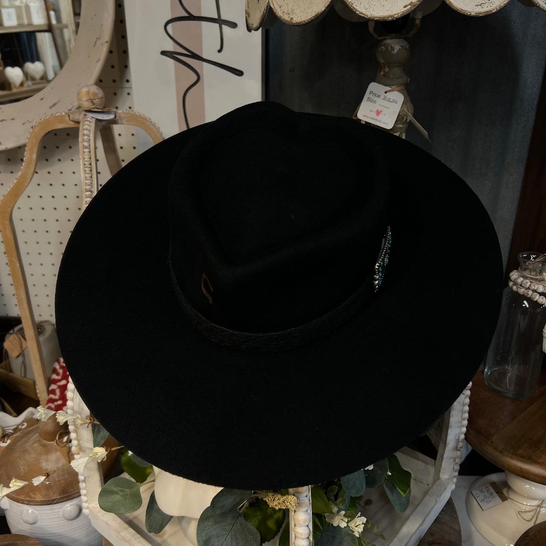 Fling Heart Crown Black Felt Hat