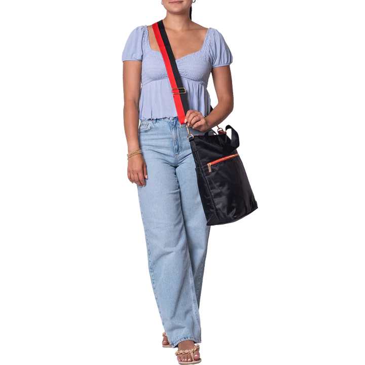 Nicole Black/Red 3-in-1 Nylon Tote