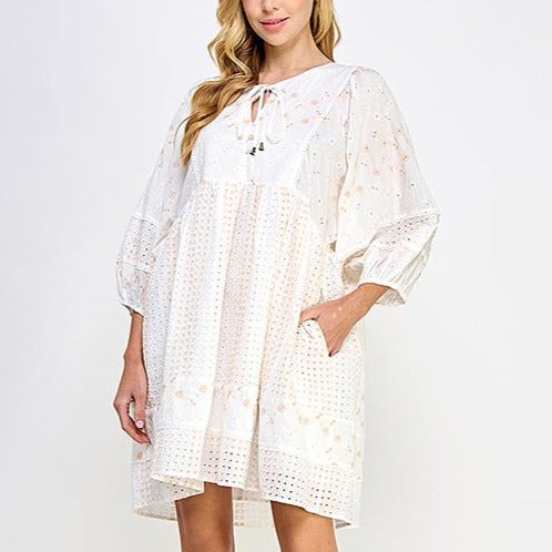Embroidery Mix Loose Fit Tunic/Dress