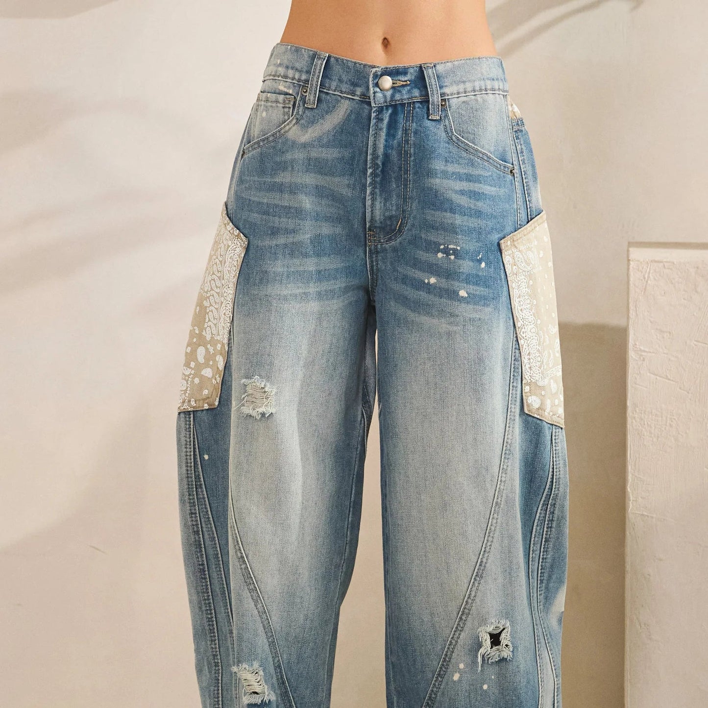 Washed Big Extended Pocket Pants