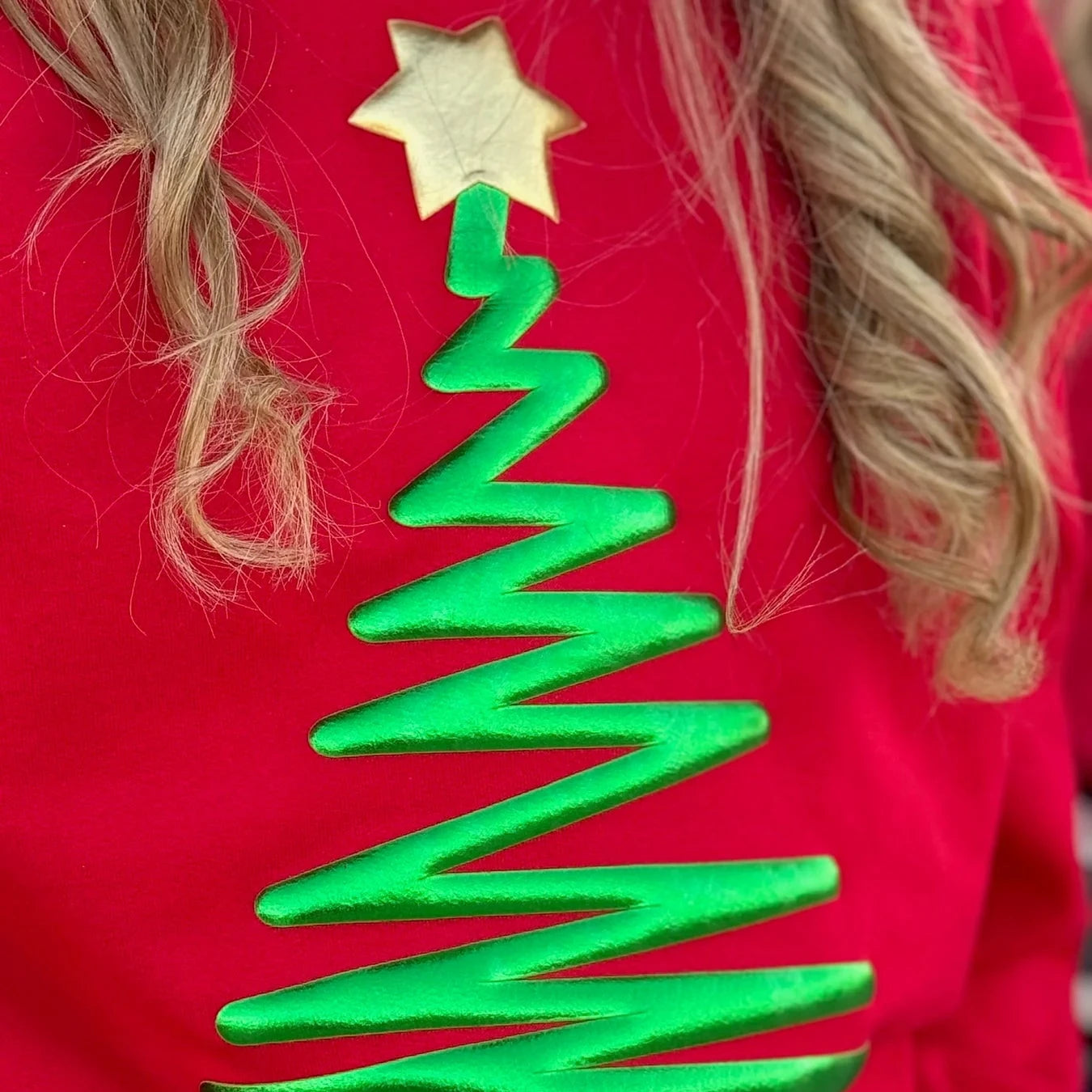 Puff Christmas Tree on Sweatshirt