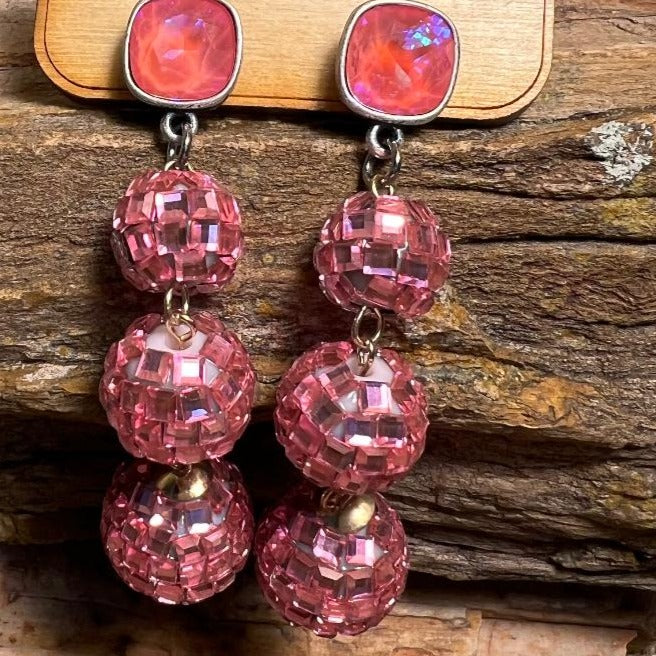 Pink Disco Ball Earrings