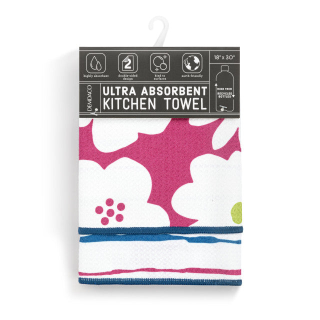 Fuchsia Floral Absorbent 2-Sided Towel