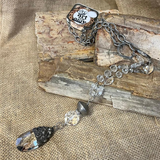 Rain Antique Brushed Silver Chain Necklace