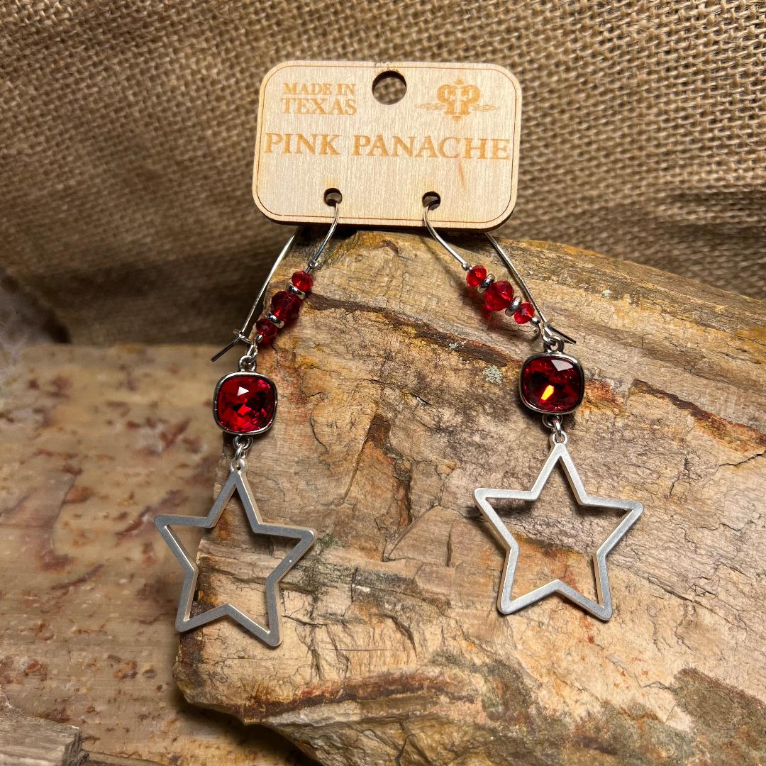 Red & Silver Star Earrings