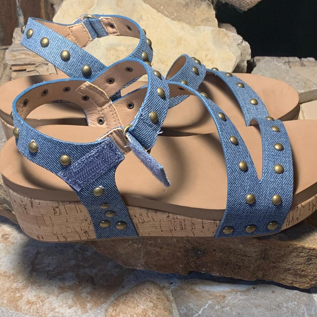 Blue Denim Revolve Wedge/Sandal