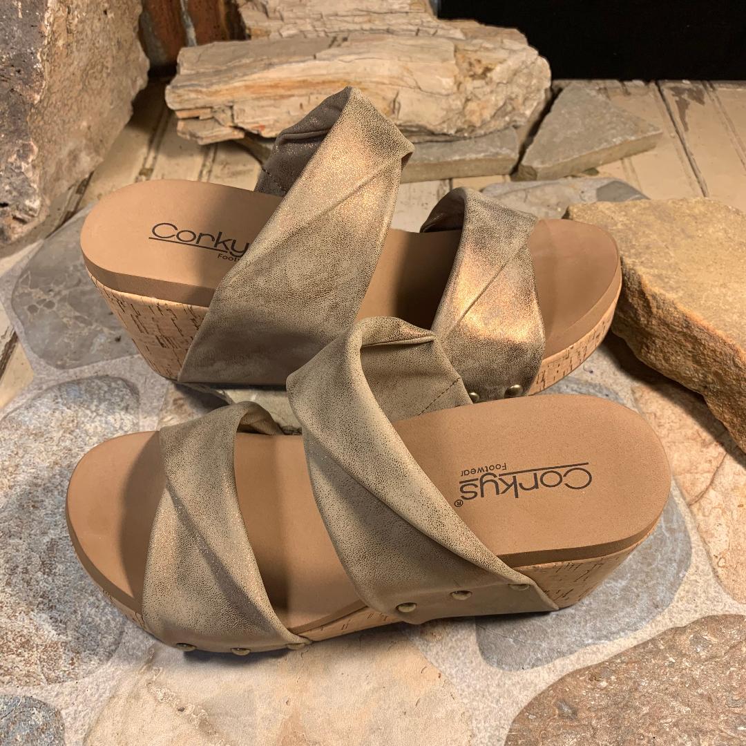 Bronze Metallic Stranded Wedge/Sandal – The Boutique at Wells Florist