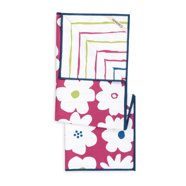 Fuchsia Floral Absorbent 2-Sided Towel
