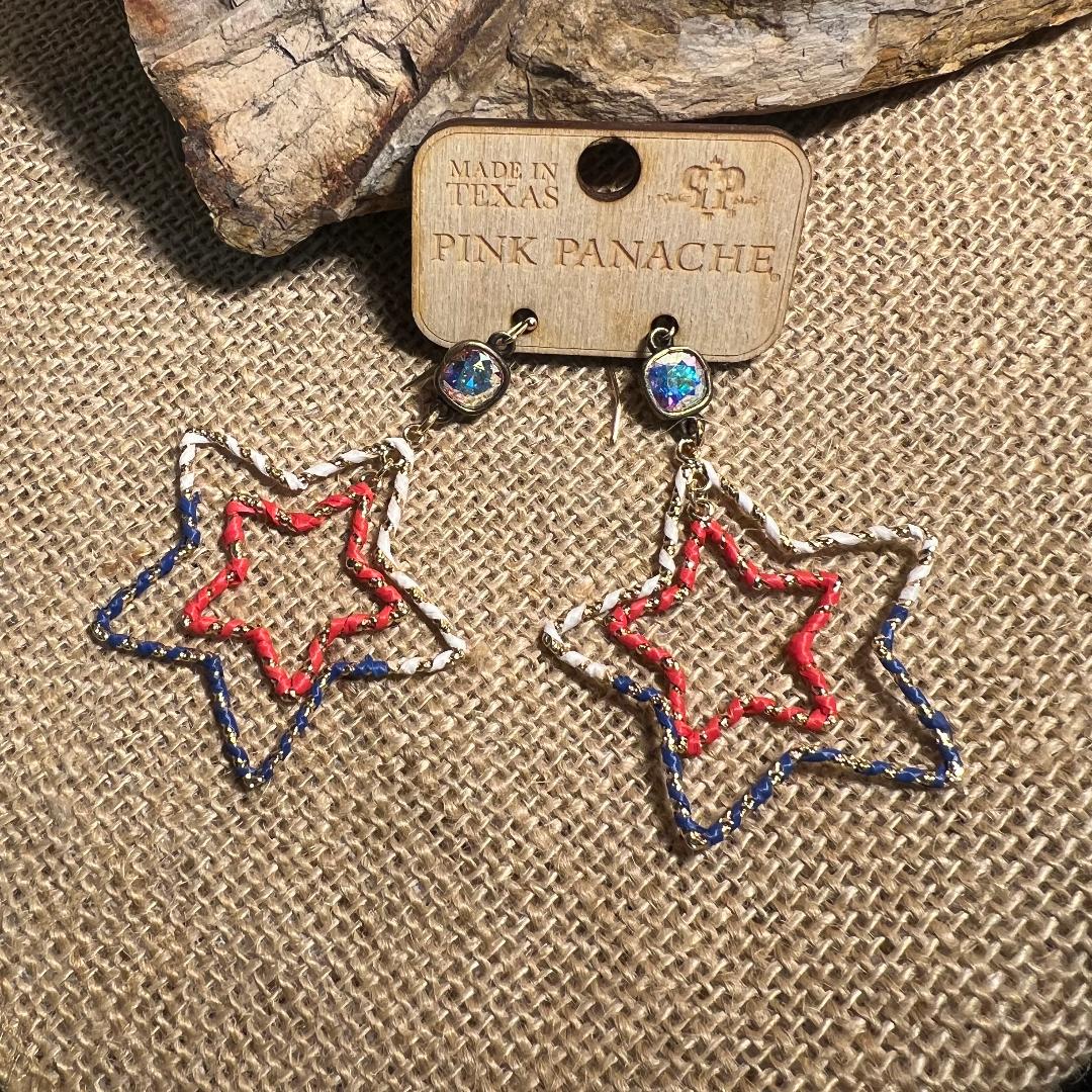 USA Wrapped Star & AB Gold Charm Earrings